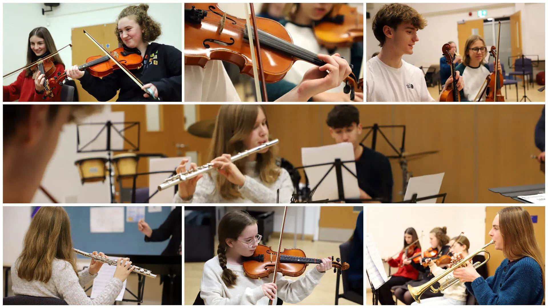 photos of students playing music